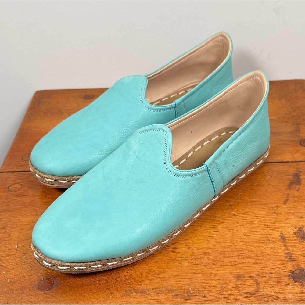 Kosker Yemeni Leather Handmade Turkish Classic Slip-On Shoes Mens US 8 Blue - Picture 3 of 6